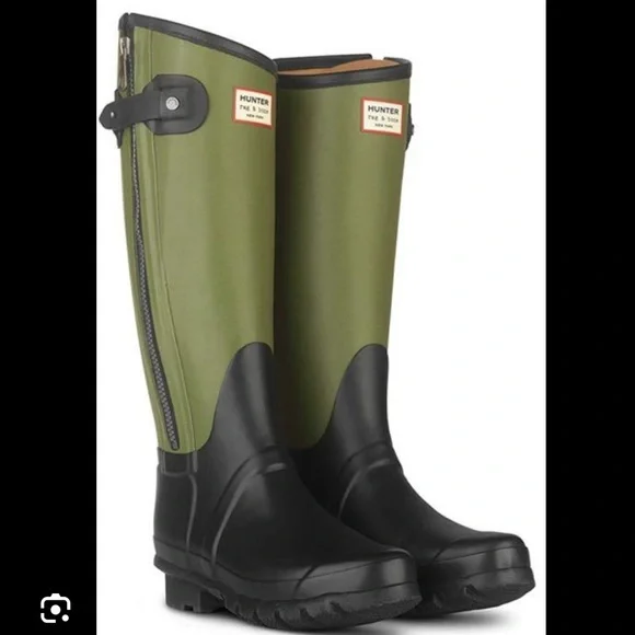 Hunter Green and Black Rain & Snow Boots Hunter | Shoes | Hunter Womens Tall Colorblock Rainboots In  main image 3